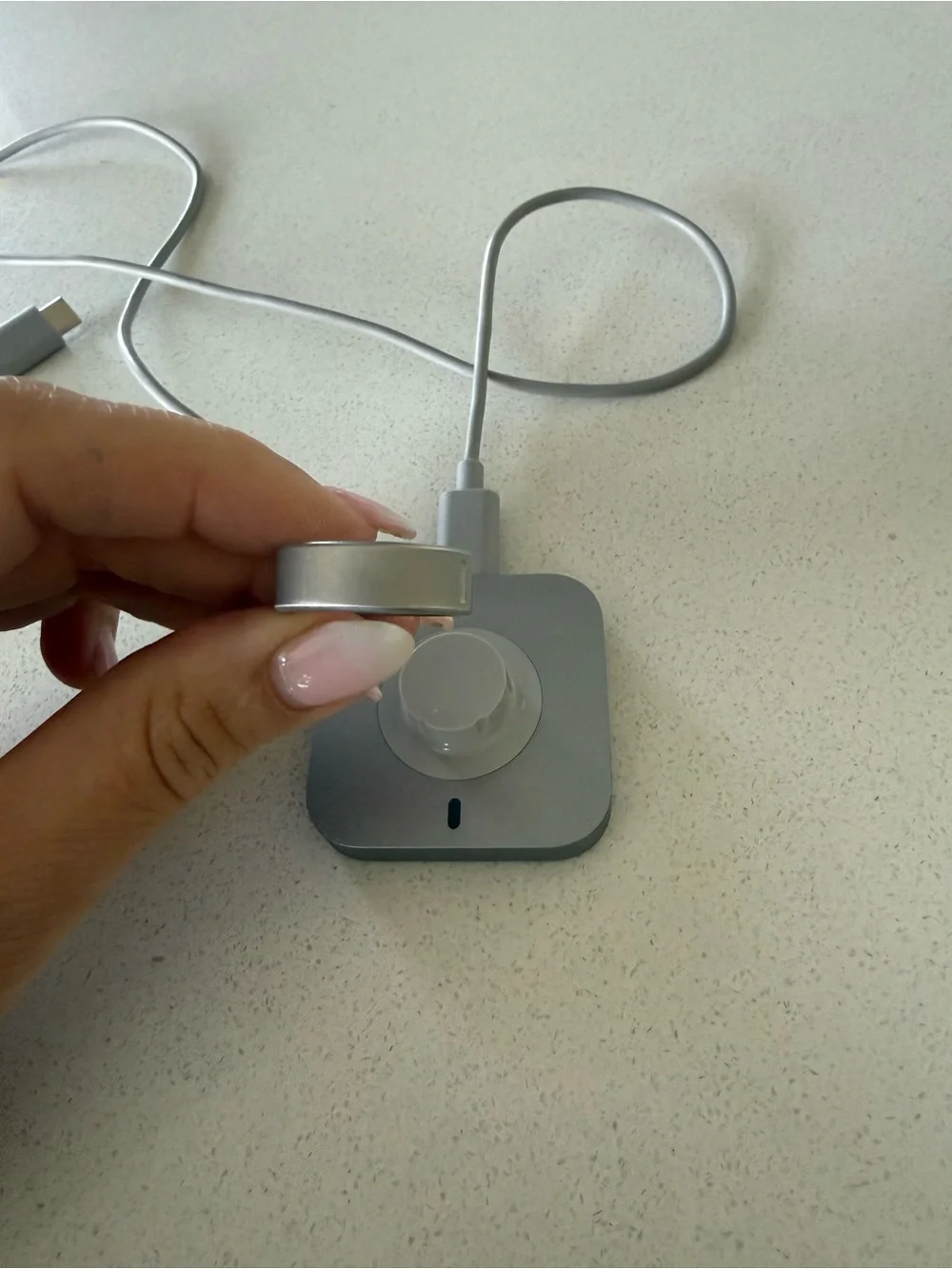 Oura Brushed Silver Ring & Charger. Size 8. New Without Packaging.